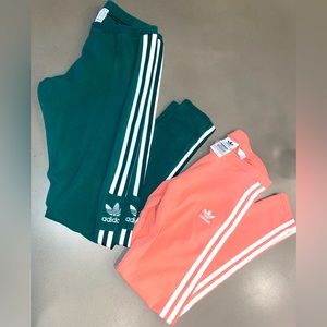 Woman Adidas leggings 2x Forest Green/ Peach colors
